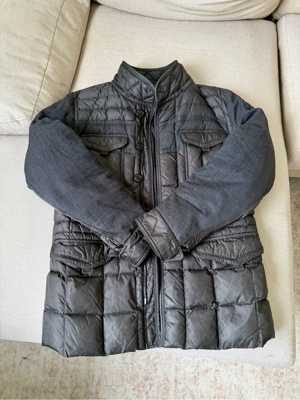 Moncler Black Quilted Hybrid Puffer Jacket
